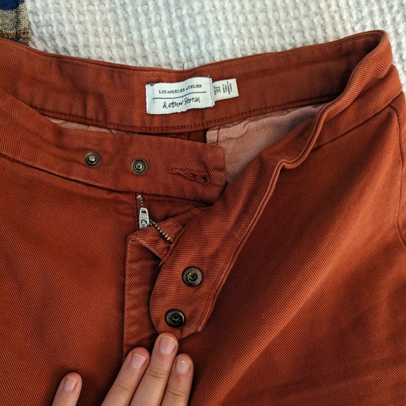 & Other Stories high rise wide leg cropped pants red orange rust - Picture 4 of 4